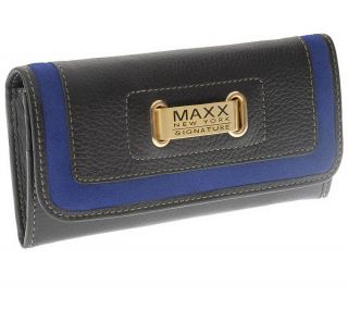 Maxx New York Pebble Leather Trifold Wallet with Suede Detail