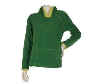 Denim & Co. Hooded Pullover Fleece with Contrast Stitch Detail