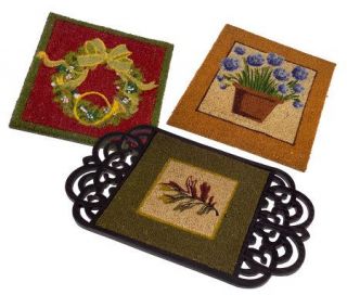 Doormat with 3 SeasonalInserts & Scrollwork Design by Valerie