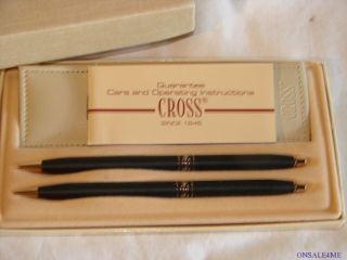 New in Case Cross Pen Pencil Set with Leather Case Black
