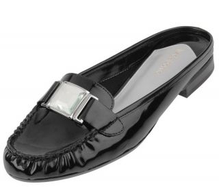 Liz Claiborne Patent Closed Toe Mules with Jewel Accent —