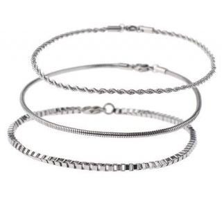 Steel by Design Set of 3 Chain Ankle Bracelets —