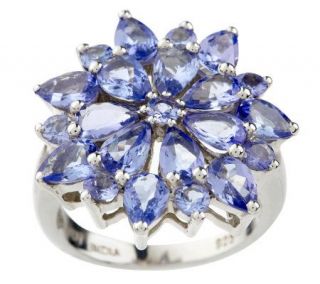 Sterling 5.25 ct tw Tanzanite Bold Floral Cluster Ring —