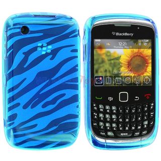 Blue TPU Zebra Rubber Skin Case for Blackberry Curve 8520 8530 3G 9300