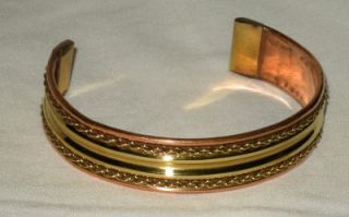 concave center brass band copper cuff bracelet