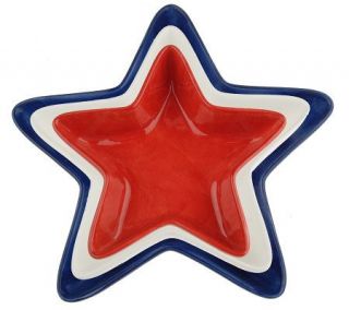 Set of 3 Red, White, and Blue Star Bowls by Valerie —