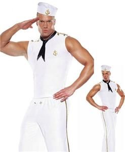 Sexy Mens White Sailor Navy Costume Roleplay Halloween Medium