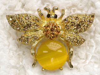 Yellow Rhinestone Crystal Bumblebee Bee Pin Brooch C421