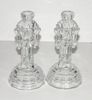 Crystal Clear Glass Nutcracker Soldier Candle Holders
