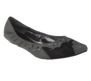 KathyVanZeeland Pointed Toe Ballet Flats w/ Lace Detail   A216094