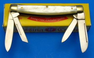 Kissing Crane Pearl Handle Congress Pocket Jack Knife 4 Folding Blades