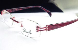Crystal Eyeglass Frames Ladies Rimless Optical Red New