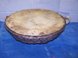 Nice Old Vintage Hand Made Sinew Covered Steel Drum