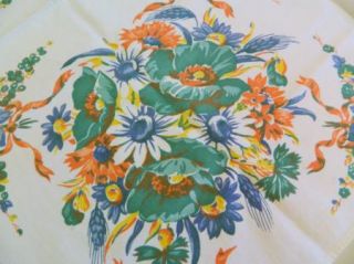 Lovely Vintage Fall Print Tablecloth Poppy Daisy Wheat Wilendur