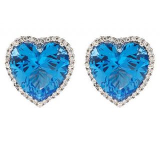 Smithsonian Simulated Blue Heart Diamond Earrings   J155498