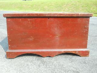 Antique Country Hepplewhite Pine Blanket Chest ~ Red Paint ~ Central