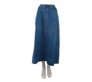 Denim & Co. Stretch Denim 5 Pocket Skirt with Back Elastic —