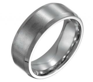 Forza Mens 8mm Steel w/ Beveled Edge BrushedPolished Ring —