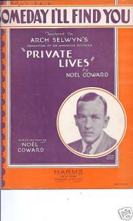 Someday Ill Find You 1931 Noel Coward Sheet Music