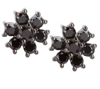 AffinityDiamond 1.00 ct tw Black Cluster Sterling Stud Earrings