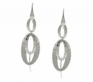 Simona Collini Steel Textured Oval Link Drop Earrings   J143289