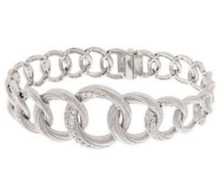 Judith Ripka Average Sterling Swirl Diamonique Link Bracelet   J274357