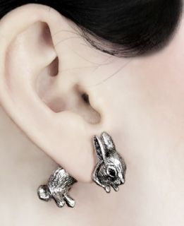 Restyle Rabbit Jumping Alice in Wonderland Stud Earrings Gothic Punk