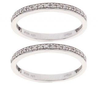 AffinityDiamond 1/10 ct tw Set of 2 Micropave Band Rings, Sterling