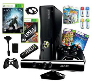 XBOX 360 Slim 4GB Kinect 7 Game Bundle w/ Halo4 & Accessories