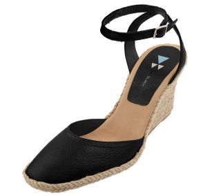 Daniblack Leather or Suede Espadrilles w/Ankle Strap —