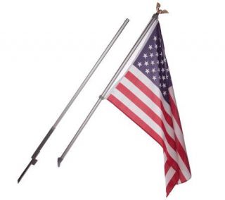 In Ground or Wall Mount Tangle Free Flagpole with Flag —