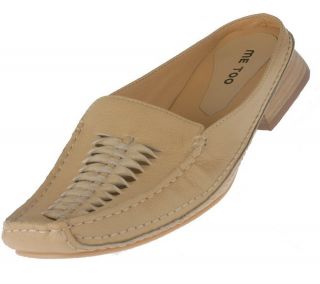 Me Too Leather Slip on Cutout Comfort Mules w/Topstitching —