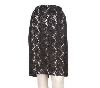 Dialogue Fully Lined Straight Lace Skirt w/ Zip Closure —