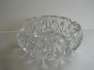 Vintage Heavy Large Cut Crystal Ashtray Brilliant Cut Glass 6 Wide