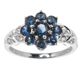 75 ct tw Thai Blue Sapphire and White Zircon Sterling Ring   J271193