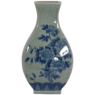 Blue Porcelain Flower Vase w Crackle Antique Finish New 