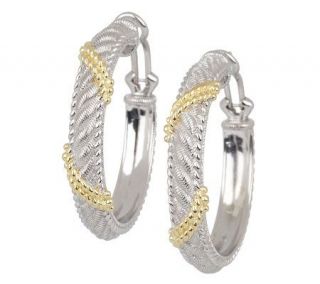 Judith Ripka Sterling & 14K Clad 1 1/2 Hoop Earrings —