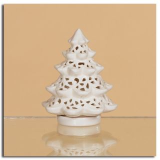 This lace cutout white ceramic Christmas tree tea light candle holder