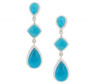 Multi Shape Turquoise Sterling Linear Earrings —