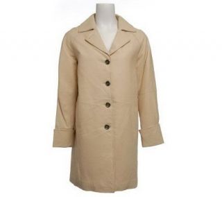 Excelled Ladies Leather Notched Lapel Swing Coat   A198255
