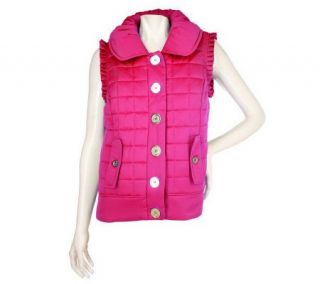PERFECT by Carson Kressley Quilted Vest with Ruffle Trim —