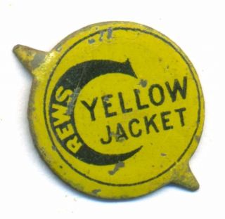 Vintage C Crews Yellow Jacket Painted Tobacco Tin Tag
