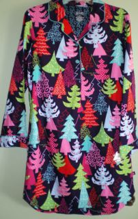 Nick Nora Festive Forest Flannel Sleep Shirt Gown Size Small