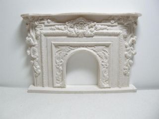 Dollhouse Miniature Cast Resin Rococo Fireplace F6