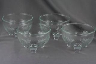 Signed Riekes Crisa Set 4 Stippled Footed Glass Bowls