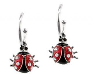 Mixers Sterling Enamel Ladybug Charm Hoop Earrings —