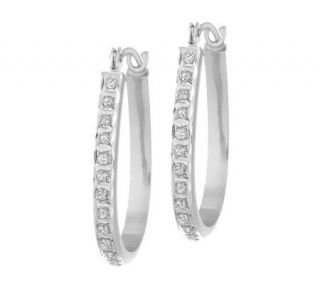 Diamond Fascination Oval Hoop Earrings, 14K White Gold   J304499