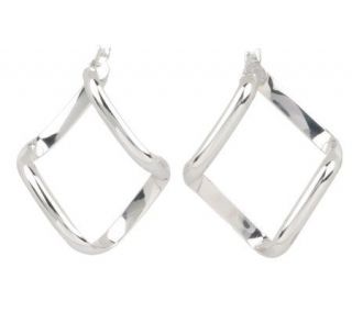 VicenzaGold 1 1/8 Geometric Twist Hoop Earrings 14K Gold —