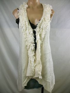 New Womens Cupio Whisper White Semi Loose Knit Drape Sweater Vest