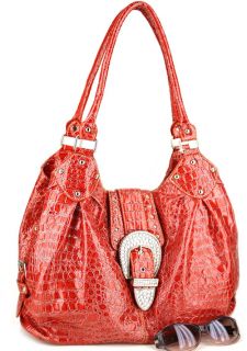 Red Rhinestone Inspired Designer Croc Tote Handbag